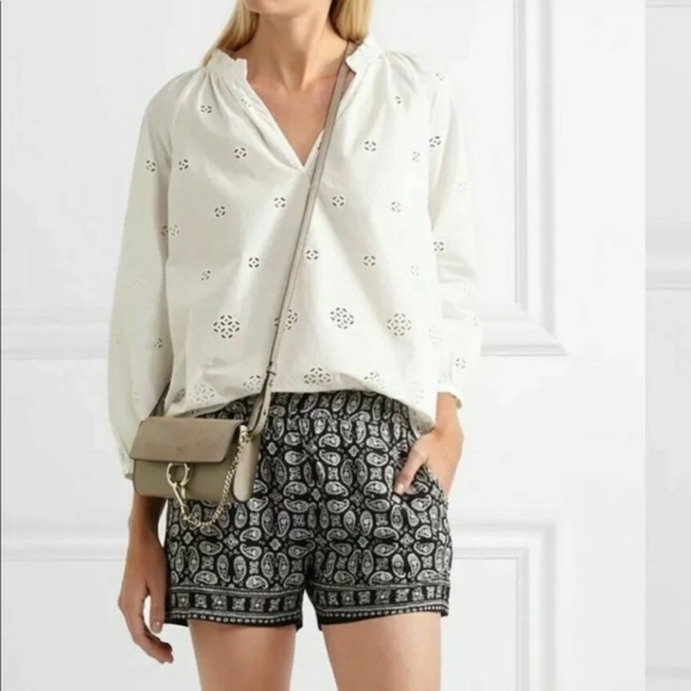 Madewell Foulard Paisley Print Voile Black/White Shorts size XXS